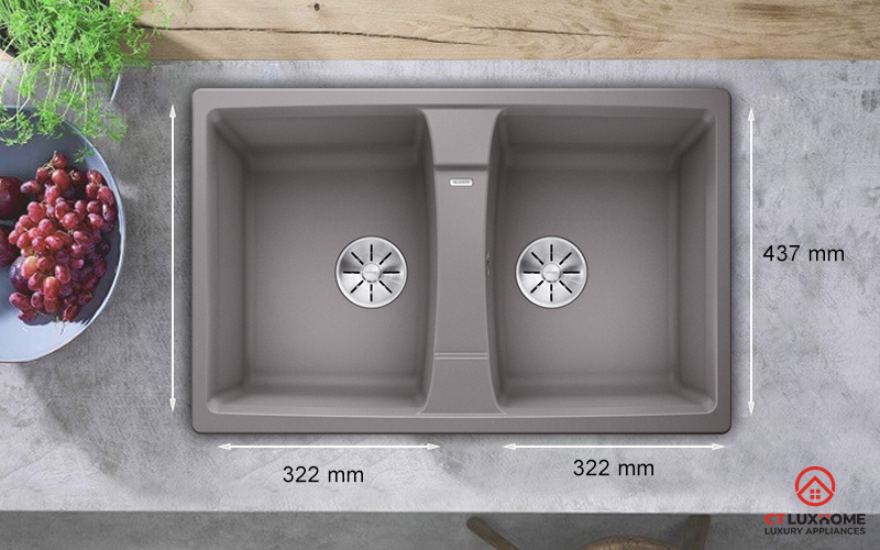 Kích thước của chậu rửa chén bát Blanco LEXA 8 Alu metallic (CxRxS): 190 x 780 x 500(mm)