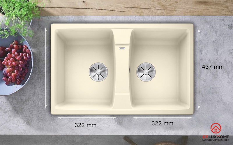Kích thước của chậu rửa chén bát Blanco LEXA 8 Jasmine (CxRxS): 190 x 780 x 500(mm)
