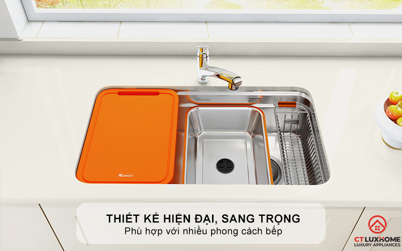 CHẬU RỬA INOX 1 HỐ KONOX R50 TARI 8047SU PHONG CÁCH NHẬT TARI8047SU 1