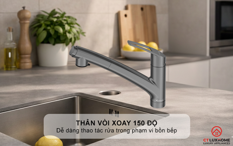 VÒI RỬA CHÉN BÁT KONOX KIRA GUN METAL GUNMETAL 4