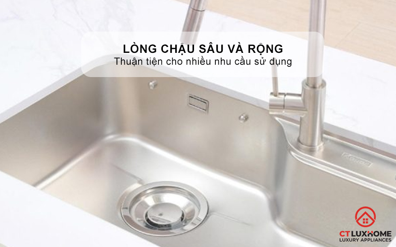 CHẬU RỬA BÁT INOX 1 HỐ CHỐNG XƯỚC KONOX DEKOR 8250TS DEKOR8250TS 4