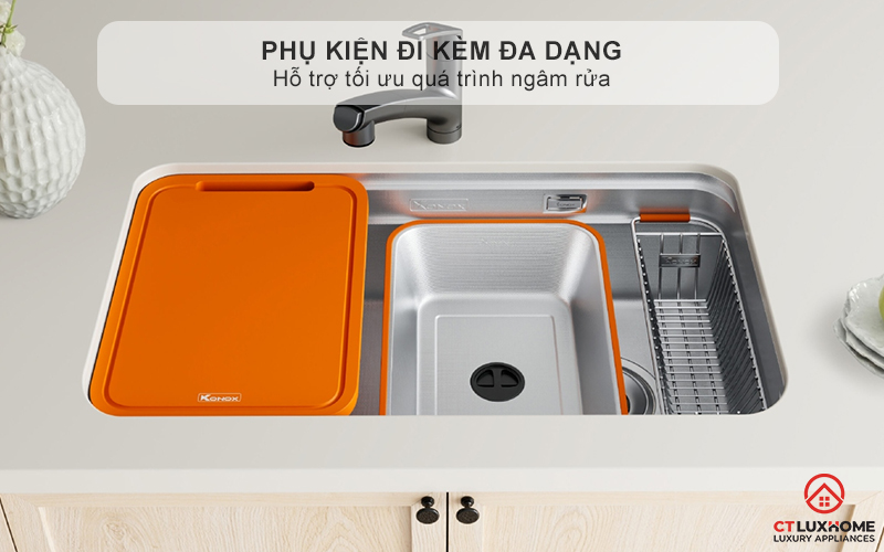 Phụ kiện đi kèm đa dạng - Hỗ trợ tối ưu quá trình ngâm rửa