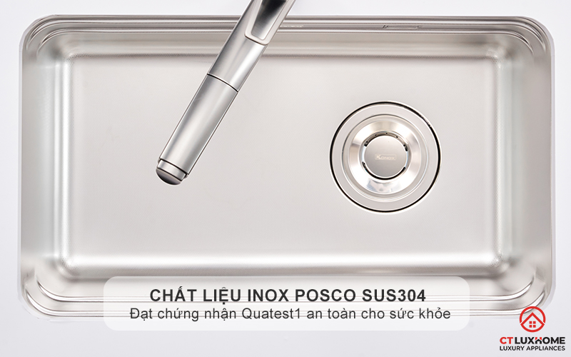 Chất liệu inox POSCO SUS304 đạt chứng nhận Quatest1 an toàn cho sức khỏe