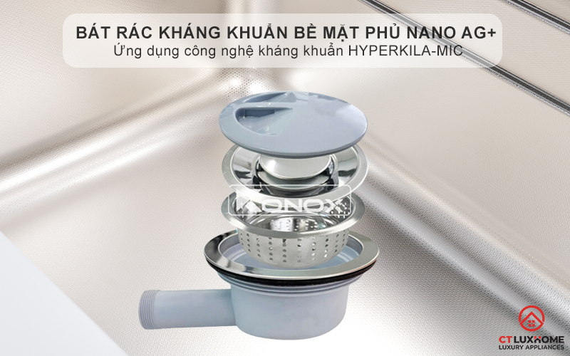 Bát rác kháng khuẩn bề mặt phủ Nano Ag+, ứng dụng công nghệ kháng khuẩn HYPERKILA-MIC