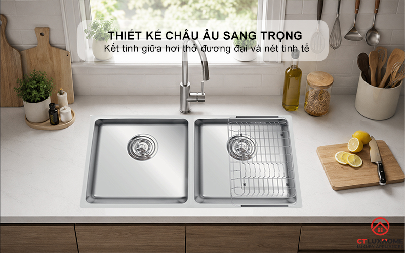 CHẬU RỬA CHÉN BÁT KONOX TURKEY SINK VIGO 860 INOX 304 2 HỐ CAO CẤP  TURKEYSINKVIGO860 1