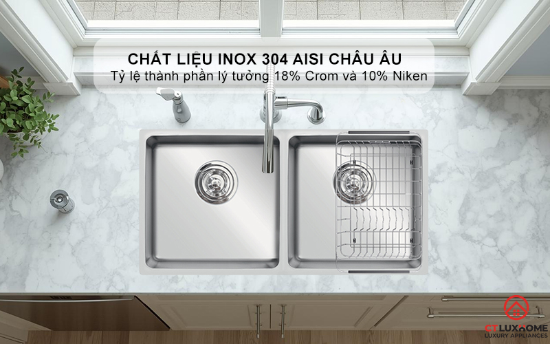 CHẬU RỬA CHÉN BÁT KONOX TURKEY SINK VIGO 860 INOX 304 2 HỐ CAO CẤP  TURKEYSINKVIGO860 2