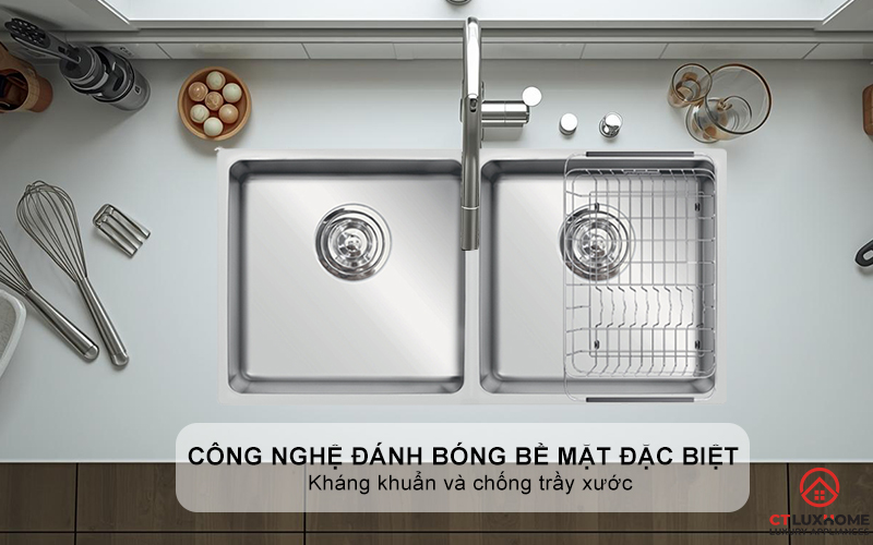 CHẬU RỬA CHÉN BÁT KONOX TURKEY SINK VIGO 860 INOX 304 2 HỐ CAO CẤP  TURKEYSINKVIGO860 3
