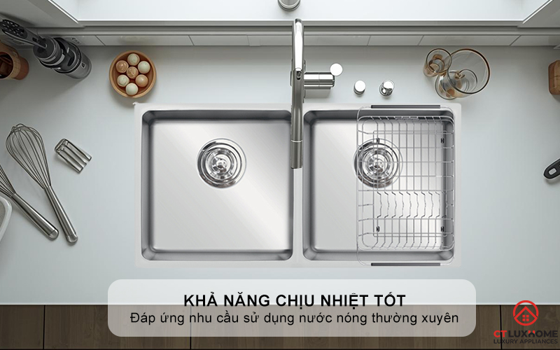 CHẬU RỬA CHÉN BÁT KONOX TURKEY SINK VIGO 860 INOX 304 2 HỐ CAO CẤP  TURKEYSINKVIGO860 5