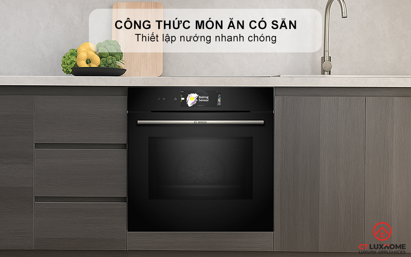 LÒ NƯỚNG ÂM TỦ KẾT HỢP VI SÓNG BOSCH CMG778NB1 SERIE 8 MÀU ĐEN 45 LÍT 16