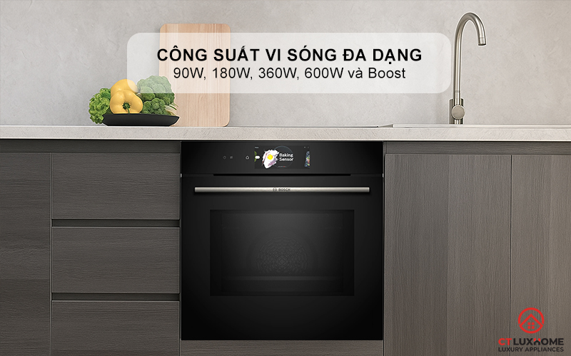 LÒ NƯỚNG ÂM TỦ KẾT HỢP VI SÓNG BOSCH CMG778NB1 SERIE 8 MÀU ĐEN 45 LÍT 6
