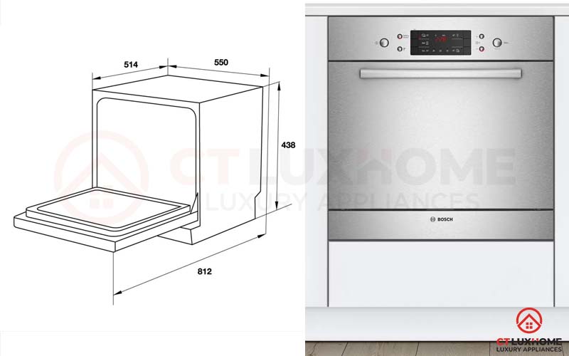 Kích thước máy rửa bát âm tủ chi tiết và tiêu chuẩn lắp đặt 3