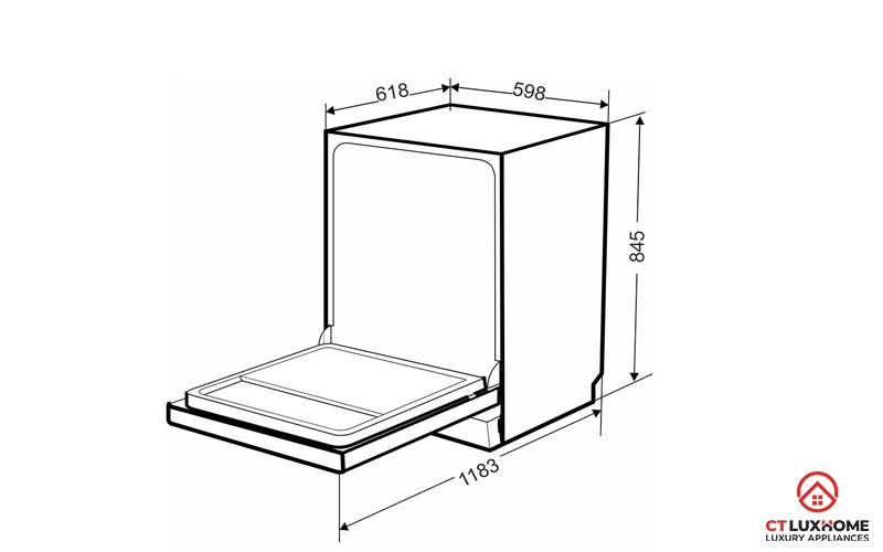 KÍCH THƯỚC MÁY RỬA BÁT TIÊU CHUẨN - THÔNG DỤNG HIỆN NAY 3