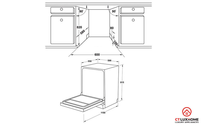 KÍCH THƯỚC TỦ BẾP CÓ MÁY RỬA BÁT LÀ BAO NHIÊU? 2