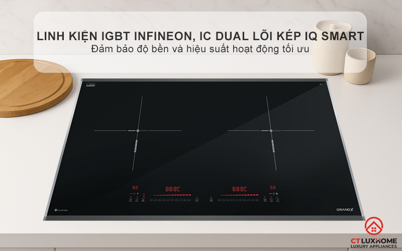 BẾP TỪ 2 VÙNG NẤU GRANDX SERIAL 6 GX IP676SE GXIP676SE 12