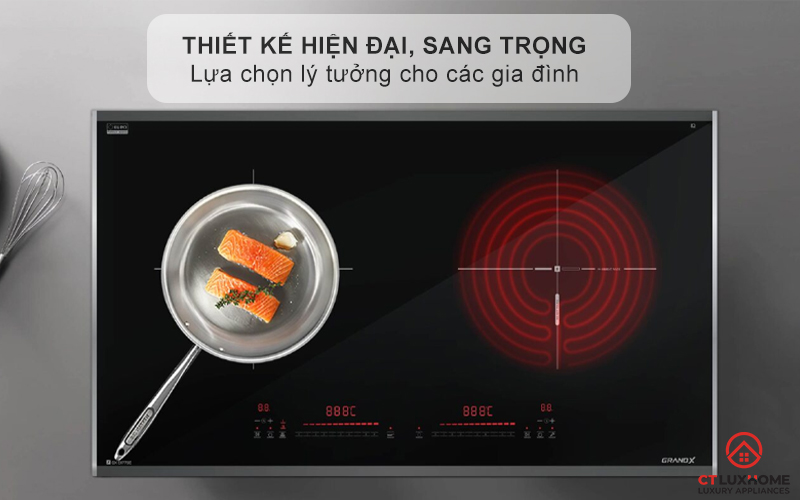 BẾP TỪ KẾT HỢP HỒNG NGOẠI 2 VÙNG NẤU GRANDX SERIAL 6 GX E677SE GXE677SE 1