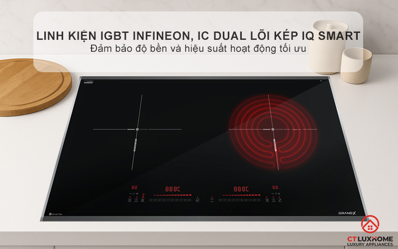 BẾP TỪ KẾT HỢP HỒNG NGOẠI 2 VÙNG NẤU GRANDX SERIAL 6 GX E677SE GXE677SE 12