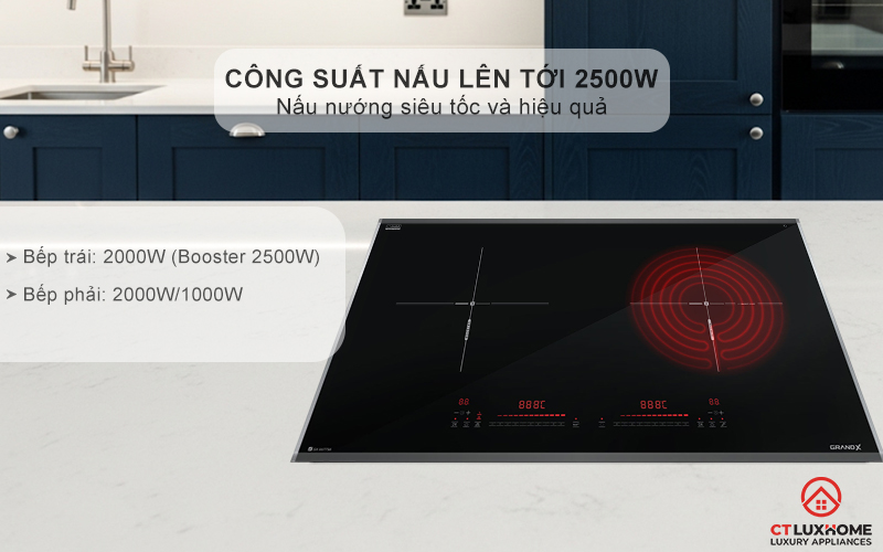 BẾP TỪ KẾT HỢP HỒNG NGOẠI 2 VÙNG NẤU GRANDX SERIAL 6 GX E677SE GXE677SE 3