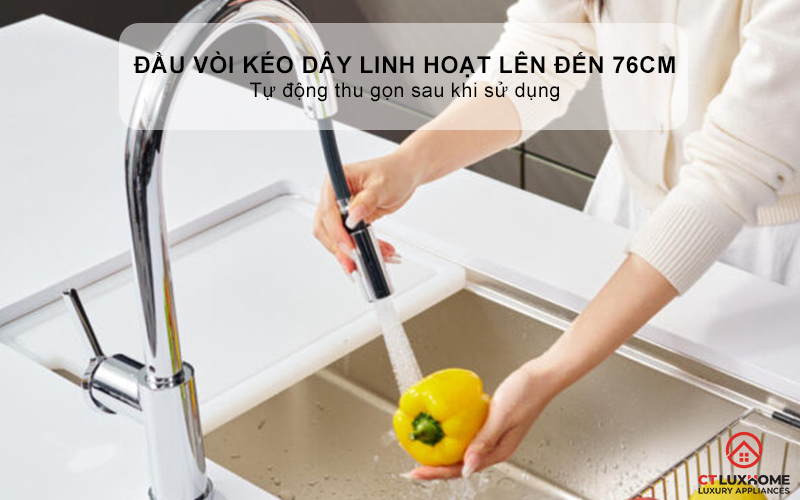 VÒI RỬA BÁT DÂY RÚT KONOX NÓNG LẠNH ALTO SMART CHROME ALTOSMARTCHROME 3
