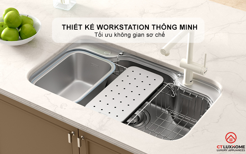 CHẬU RỬA CHÉN BÁT KONOX CHỐNG XƯỚC WORKSTATION SINK DEKOR 8048SU DEKOR8048SU 1