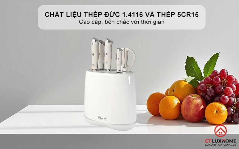 Chất liệu thép Đức 1.4116 và thép 5cr15 cao cấp, bền chắc với thời gian