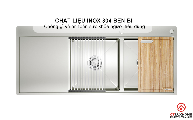 CHẬU RỬA BÁT KONOX WORKSTATION SINK - TOPMOUNT SINK KN11650TD BÀN TRÁI  2