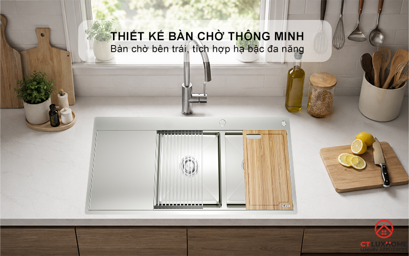 CHẬU RỬA BÁT KONOX WORKSTATION SINK - TOPMOUNT SINK KN11650TD BÀN TRÁI  1