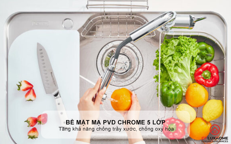 VÒI RỬA BÁT DÂY RÚT KONOX NÓNG LẠNH LUMO SMART CHROME LUMOSMARTCHROME 2