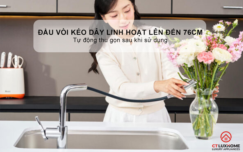VÒI RỬA BÁT DÂY RÚT KONOX NÓNG LẠNH LUMO SMART CHROME LUMOSMARTCHROME 3