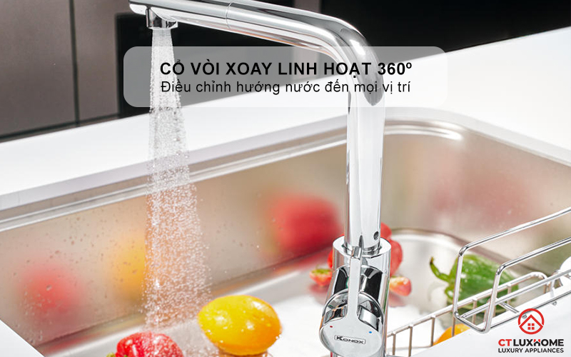 VÒI RỬA BÁT DÂY RÚT KONOX NÓNG LẠNH LUMO SMART CHROME LUMOSMARTCHROME 4