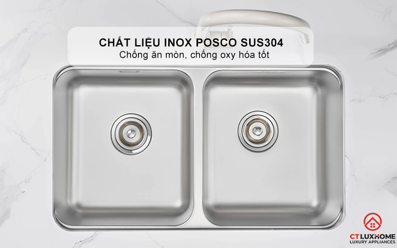 CHẬU RỬA BÁT LẮP ÂM 2 HỐ CÂN R50 TARI 7846DU PHONG CÁCH NHẬT 2