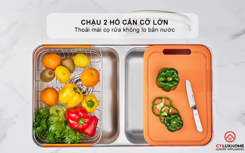 CHẬU RỬA BÁT LẮP ÂM 2 HỐ CÂN R50 TARI 7846DU PHONG CÁCH NHẬT 4