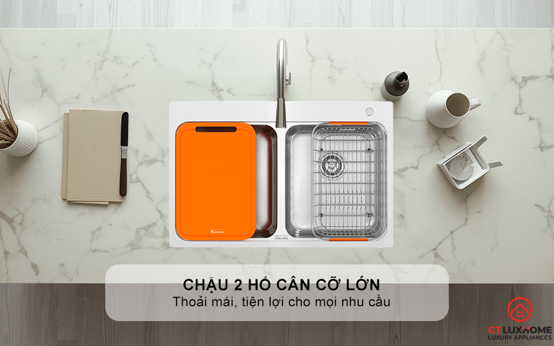 CHẬU RỬA BÁT 2 HỐ CÂN R50 TARI 7851TD PHONG CÁCH NHẬT 4
