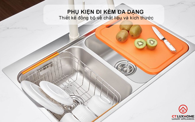 CHẬU RỬA BÁT 2 HỐ CÂN R50 TARI 7851TD PHONG CÁCH NHẬT 10