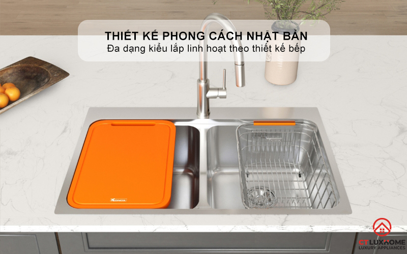 CHẬU RỬA BÁT 2 HỐ CÂN R50 TARI 7851TD PHONG CÁCH NHẬT 1