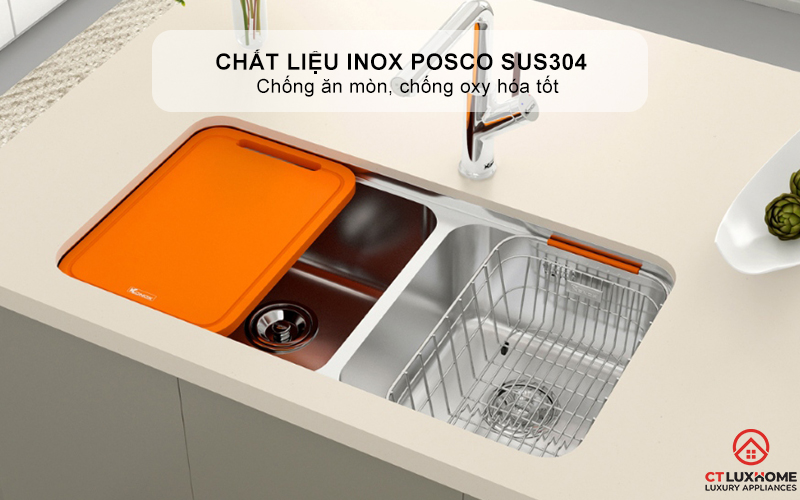 CHẬU RỬA BÁT LẮP ÂM 2 HỐ LỆCH R50 TARI 8246DU 2