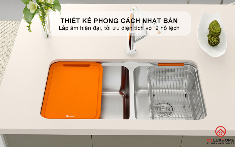 CHẬU RỬA BÁT LẮP ÂM 2 HỐ LỆCH R50 TARI 8246DU 1