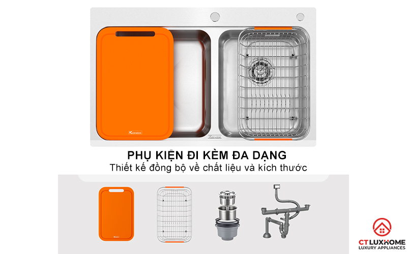CHẬU RỬA BÁT 2 HỐ LỆCH R50 TARI 8251TD 9