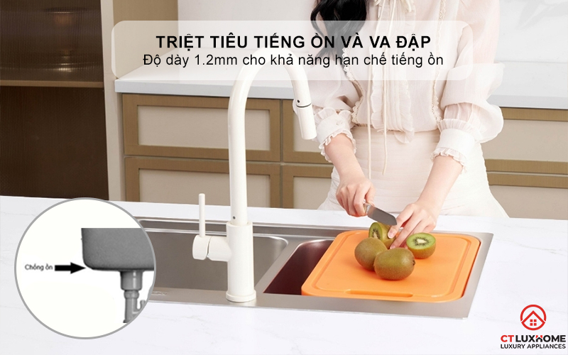 CHẬU RỬA BÁT 2 HỐ LỆCH R50 TARI 8251TD 6