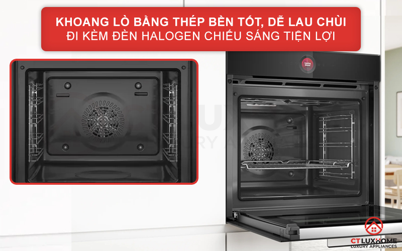 LÒ NƯỚNG ÂM TỦ BOSCH HBG7741B1 SERIE 8 NHIỆT PHÂN 71 LÍT MÀU ĐEN 5