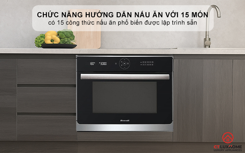 Chức năng hướng dẫn nấu ăn với 15 món ăn được lập trình trước