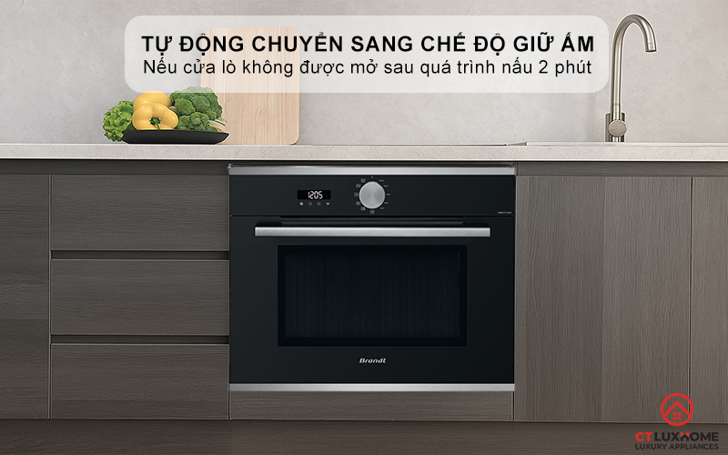 Chương trình tự động chuyển sang chế độ giữ ấm nếu cửa lò không được mở sau quá trình nấu 2 phút