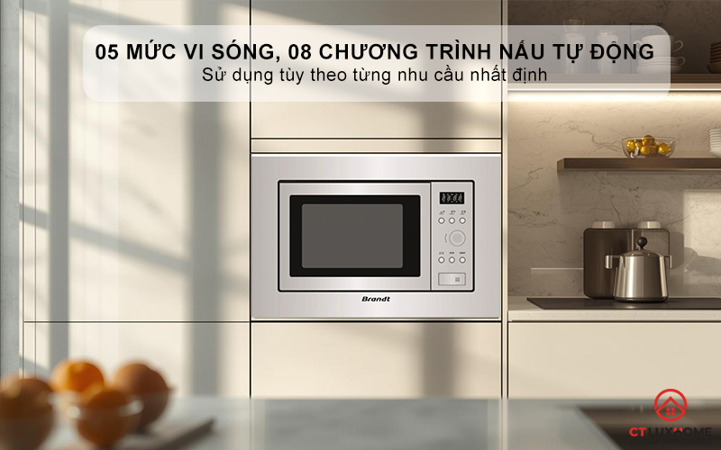 05 mức vi sóng, 08 chương trình nấu tự động sử dụng tùy theo từng nhu cầu nhất định