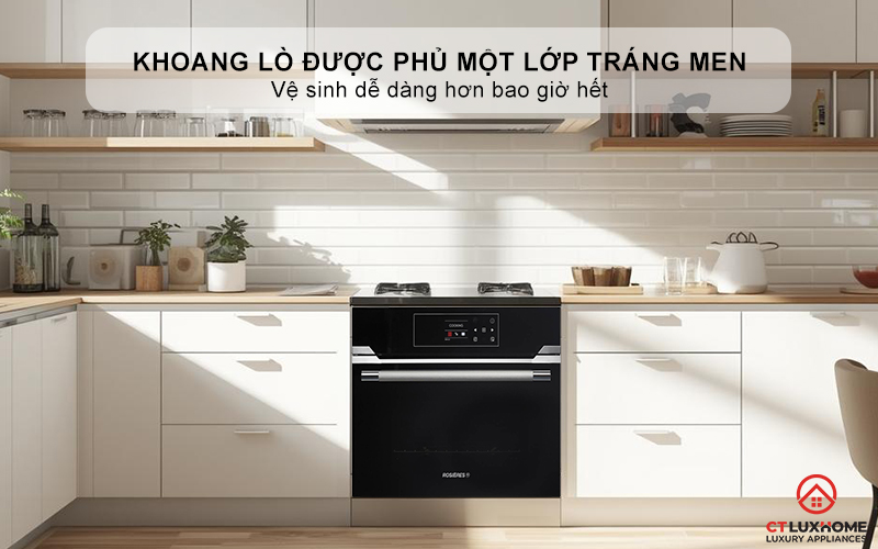 Khoang lò rộng rãi được phủ một lớp tráng men dễ dàng lau chùi