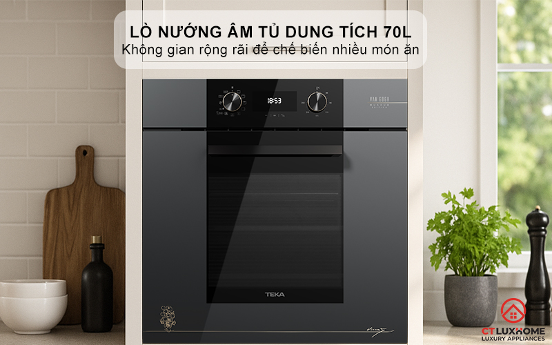 Lò nướng âm tủ dung tích 70L thoải mái chế biến món nướng