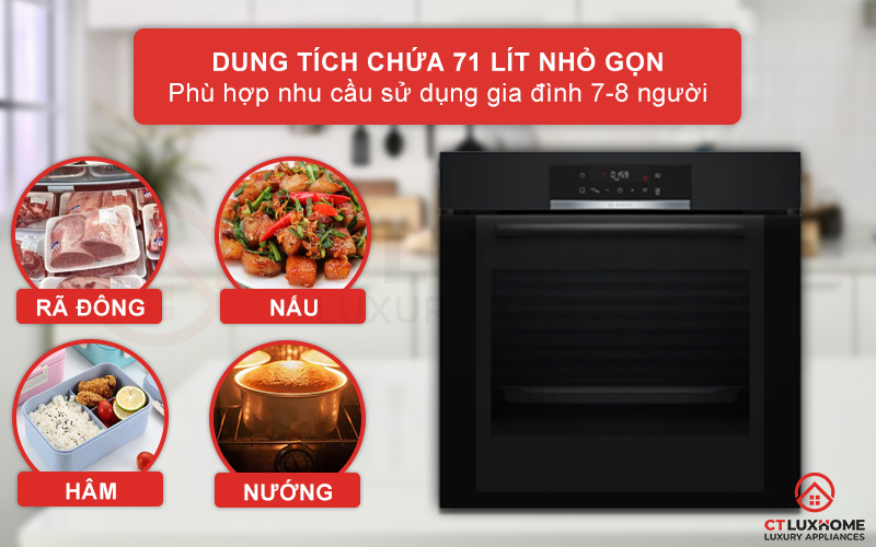 LÒ NƯỚNG ÂM TỦ BOSCH HBA372EB0 SERIE 4 21 LÍT MÀU ĐEN 3