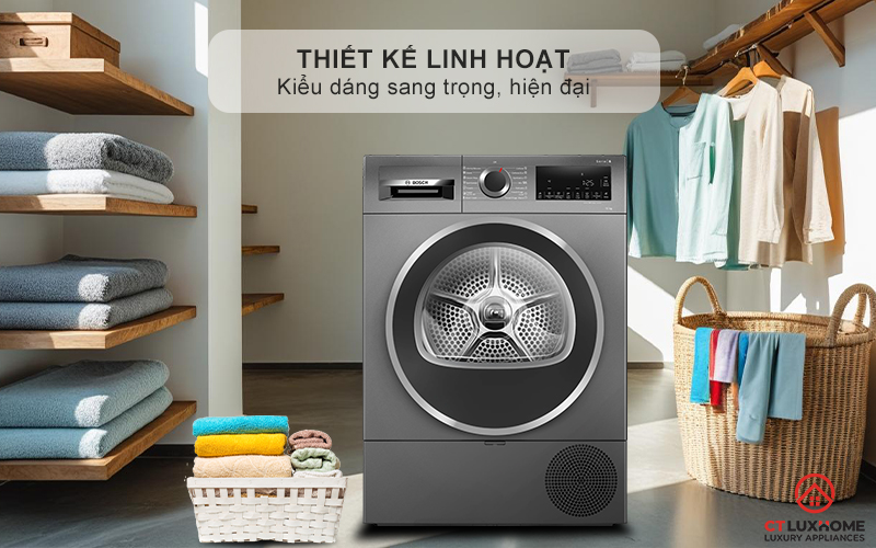 MÁY SẤY BƠM NHIỆT BOSCH WQG25303SG SERIES 6 10KG MÀU XÁM 1