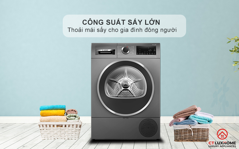 MÁY SẤY BƠM NHIỆT BOSCH WQG25303SG SERIES 6 10KG MÀU XÁM 2