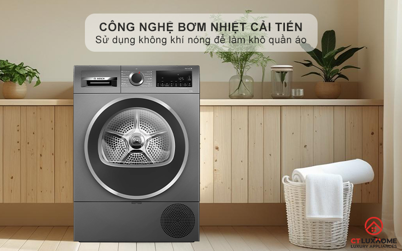 MÁY SẤY BƠM NHIỆT BOSCH WQG25303SG SERIES 6 10KG MÀU XÁM 5