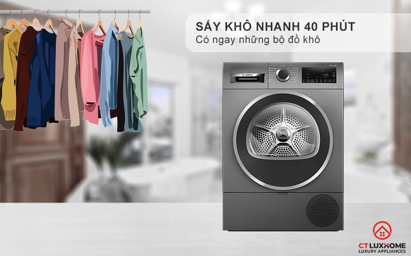 MÁY SẤY BƠM NHIỆT BOSCH WQG25303SG SERIES 6 10KG MÀU XÁM 6