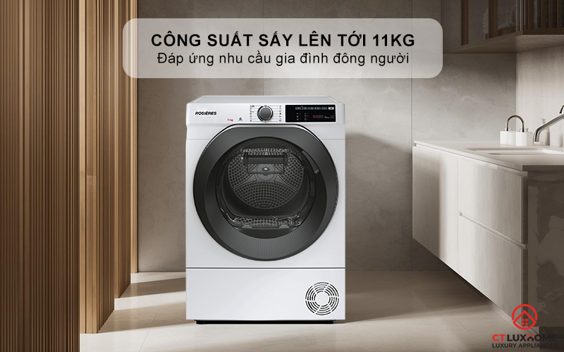 Công suất sấy lên tới 11kg - Đáp ứng nhu cầu gia đình đông người
